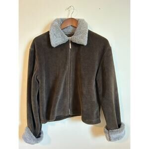 The Barrage Co. Jacket Womens M Brown Fleece Faux Fur Collar Cuffs Zipper